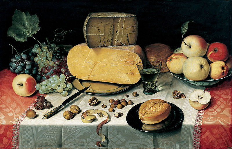 Floris Claesz Van Dyck Natura morta con pane frutta formaggio